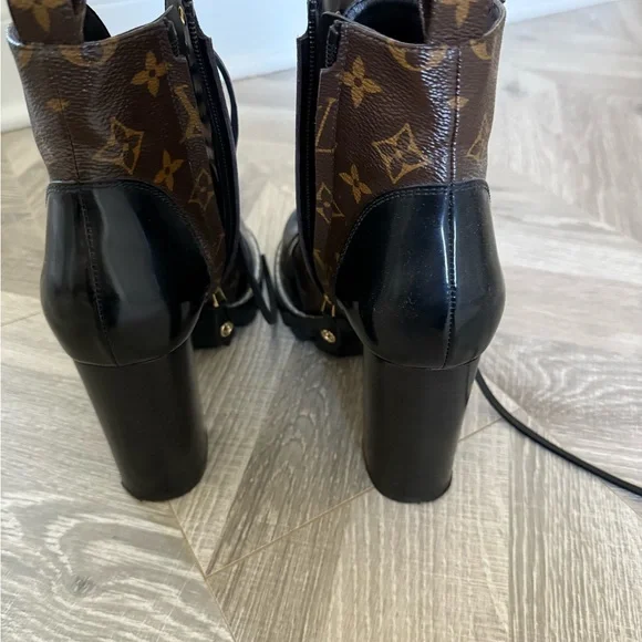 Louis Vuitton Monogram Brown and Black Heeled Boots - Picture 4 of 8